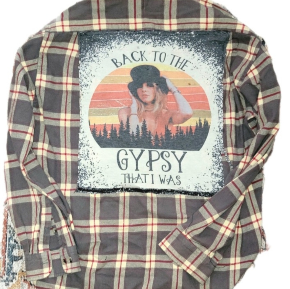 Flannel Tshirt Back Button Down Shirts - image 1